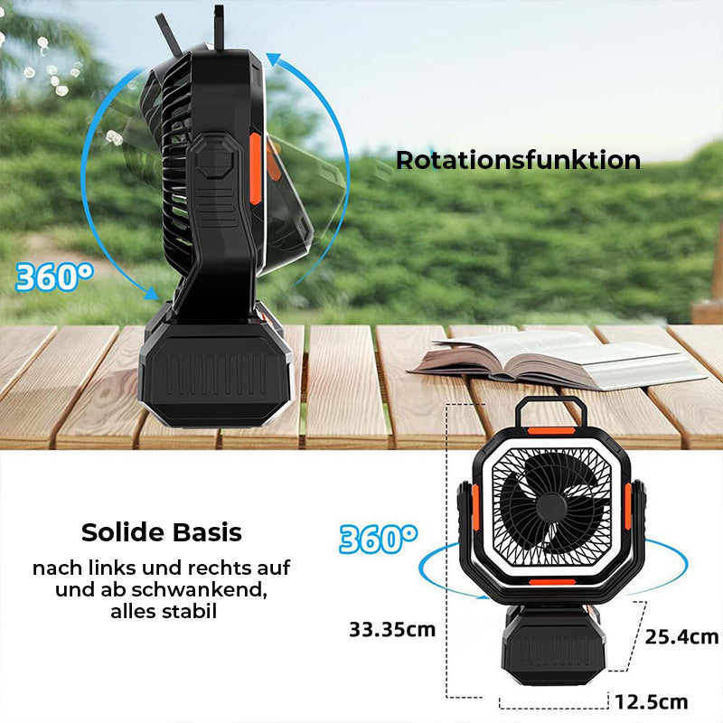 Tragbarer, wiederaufladbarer Campingventilator