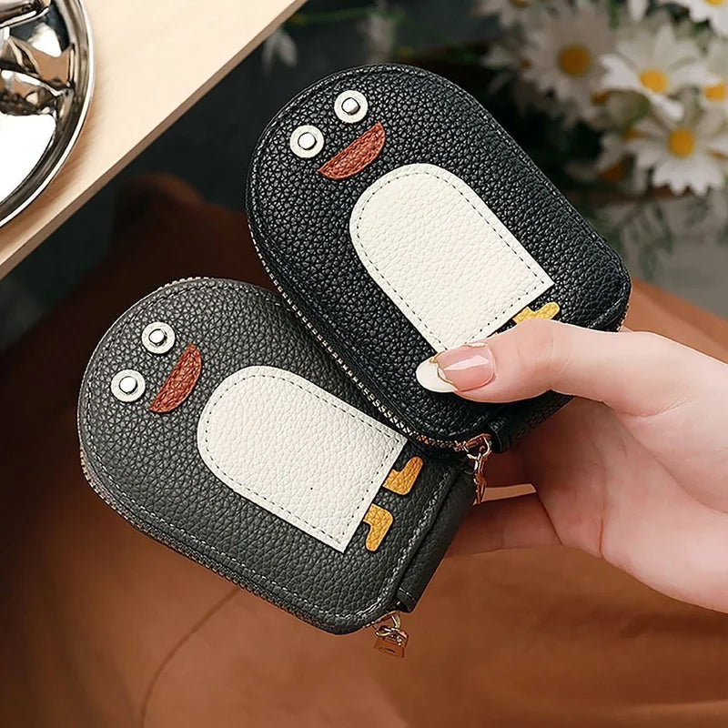 Niedliche Pinguine PU Kreditkarte Münze Brieftasche