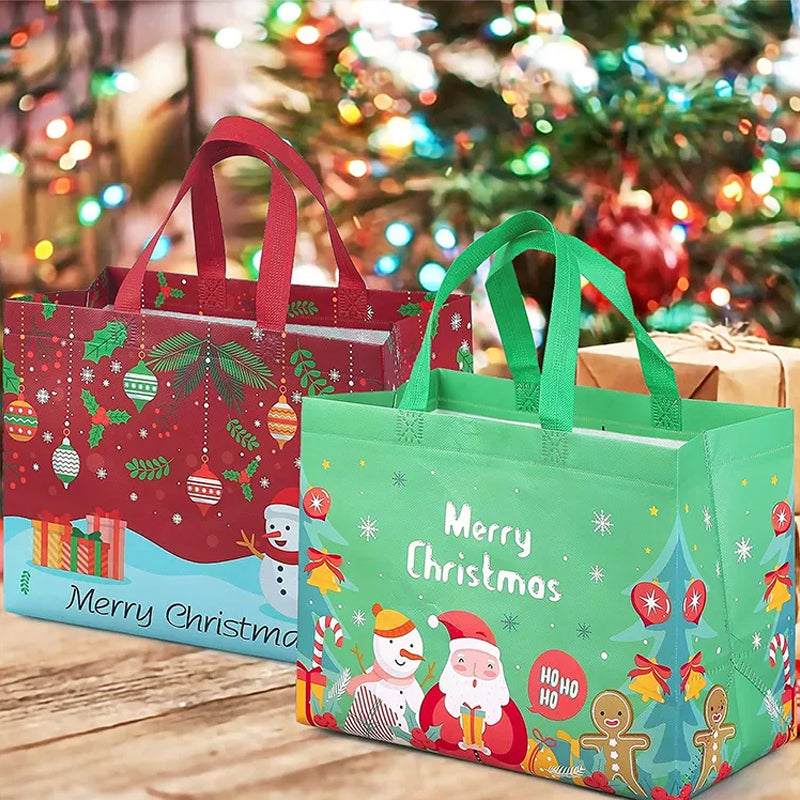 Weihnachtsgeschenktüten Weihnachts Tragetaschen mit Griffen(Mehre Kaufe bekommt man ungleiche Farben)