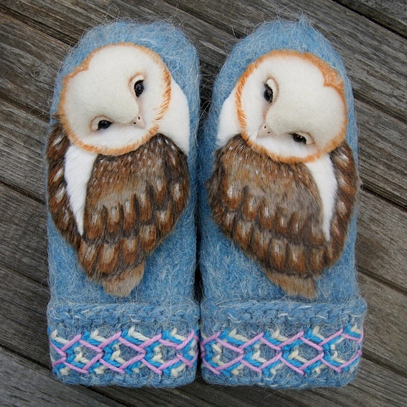 Wollhandschuhe mit Eule