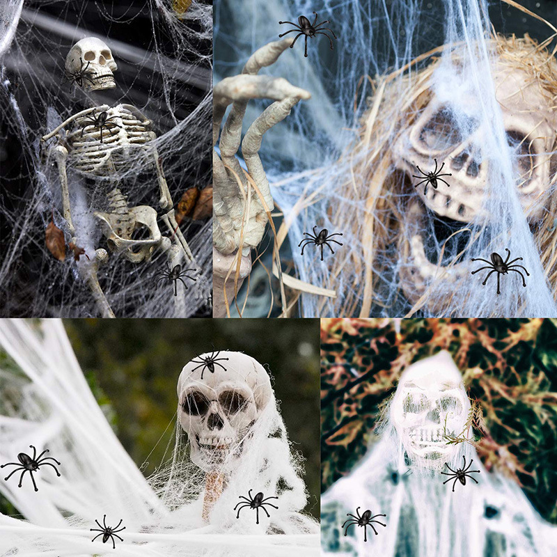 Halloween-Spinnendekorationen, dehnbares Spinnennetz