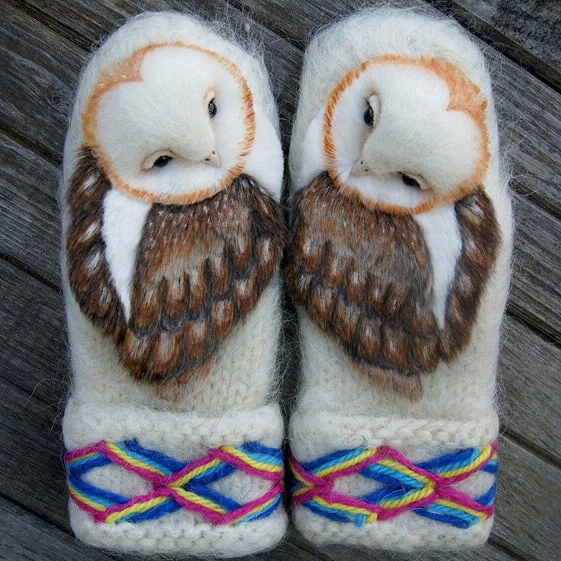 Wollhandschuhe mit Eule