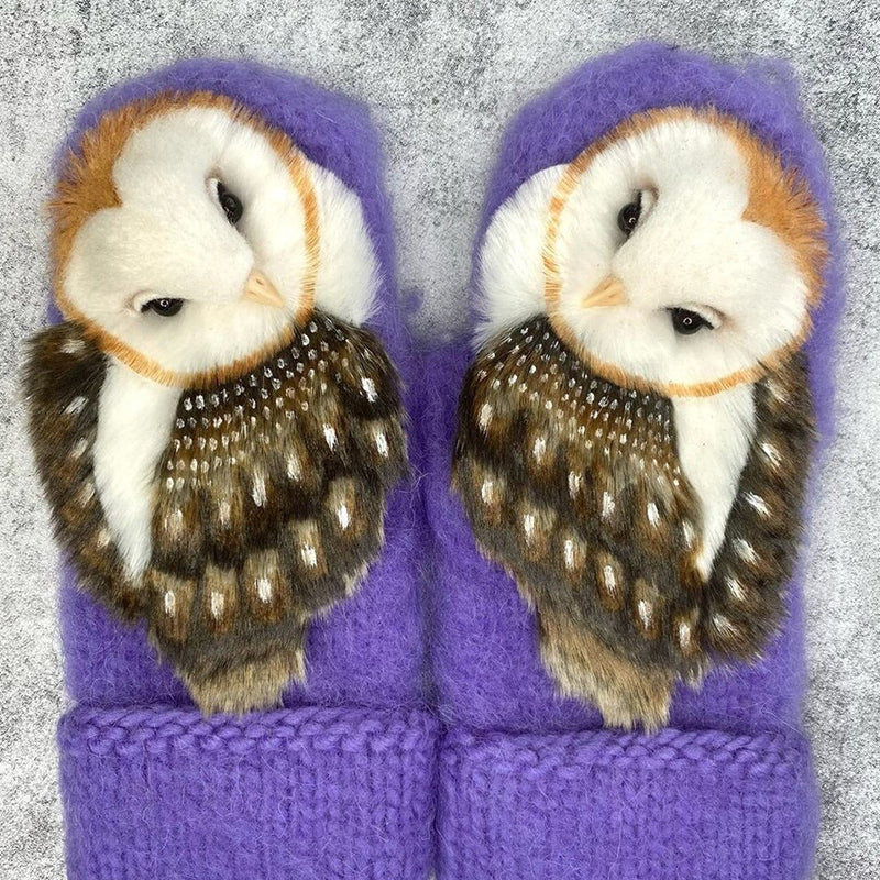 Wollhandschuhe mit Eule