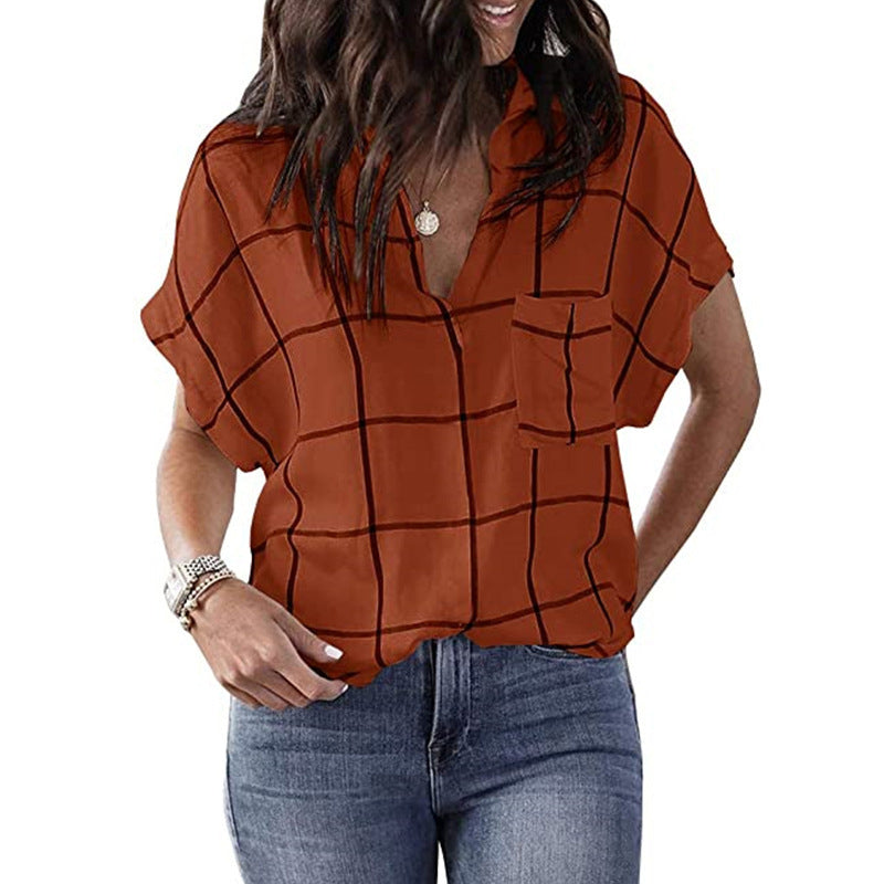 Lässige Karierte Bluse Für Damen