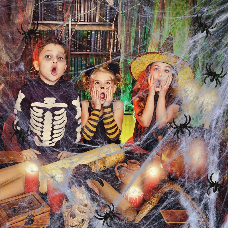 Halloween-Spinnendekorationen, dehnbares Spinnennetz