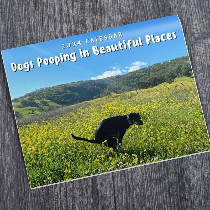 Frühbucherpreis---Kalender 2024: Hunde kacken an schönen Orten
