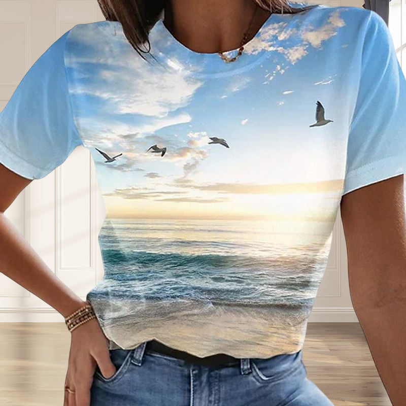 Damen Lässiges 3D-gedrucktes T-Shirt