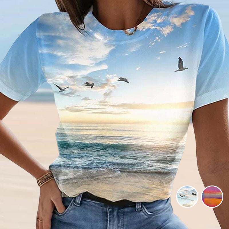 Damen Lässiges 3D-gedrucktes T-Shirt