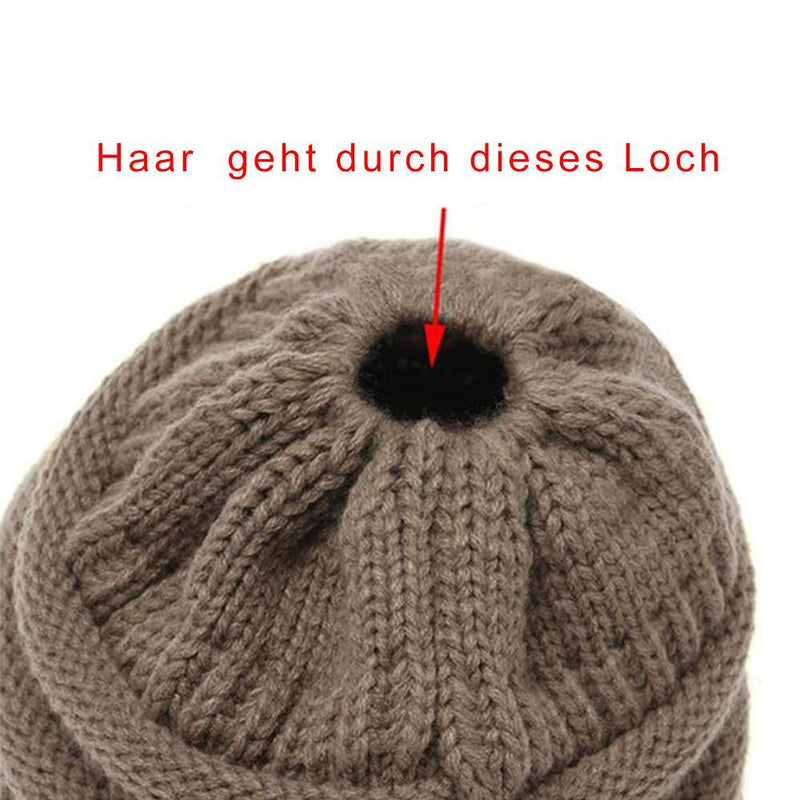 Weiche Gestrickte Pferdeschwanz-Mütze  Mit Zöpfen Loch